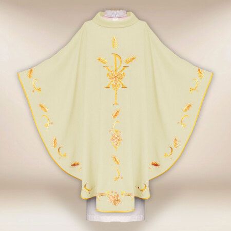 Chasuble liturgique écrue avec PX