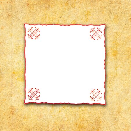 Serviette brodée rouge 45x45
