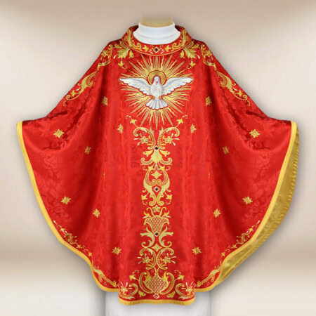 Chasuble brodée rouge du Saint-Esprit