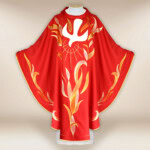 Chasuble liturgique brodée avec le Saint-Esprit