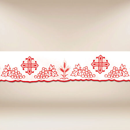 Dentelle brodée liturgique rouge