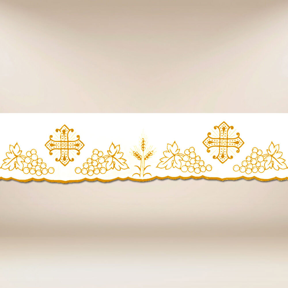 Dentelle brodée sacrée dorée