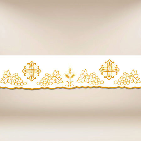 Dentelle brodée sacrée dorée