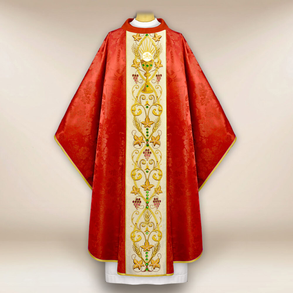 Chasuble brodée avec motif de calice
