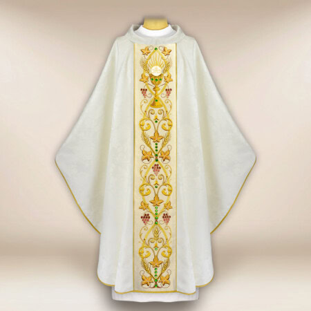 Chasuble brodée avec motif de calice