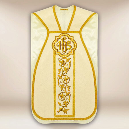 Chasuble romaine brodée ecru
