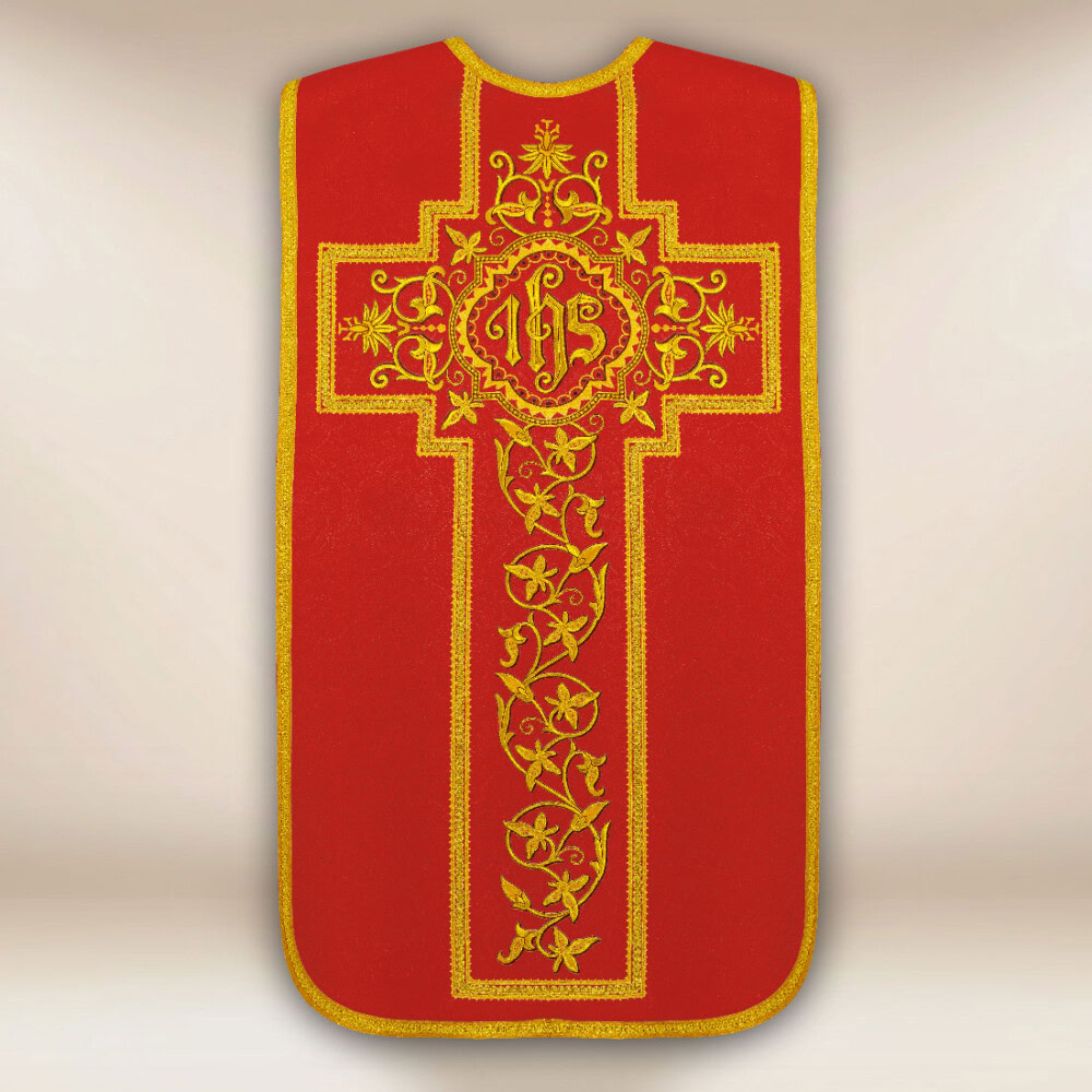 Chasuble romaine brodée rouge