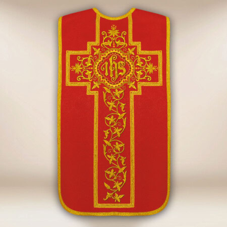 Chasuble romaine brodée rouge