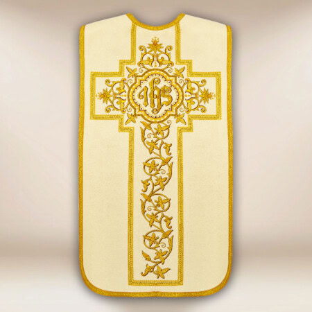 Chasuble romaine brodée ecru