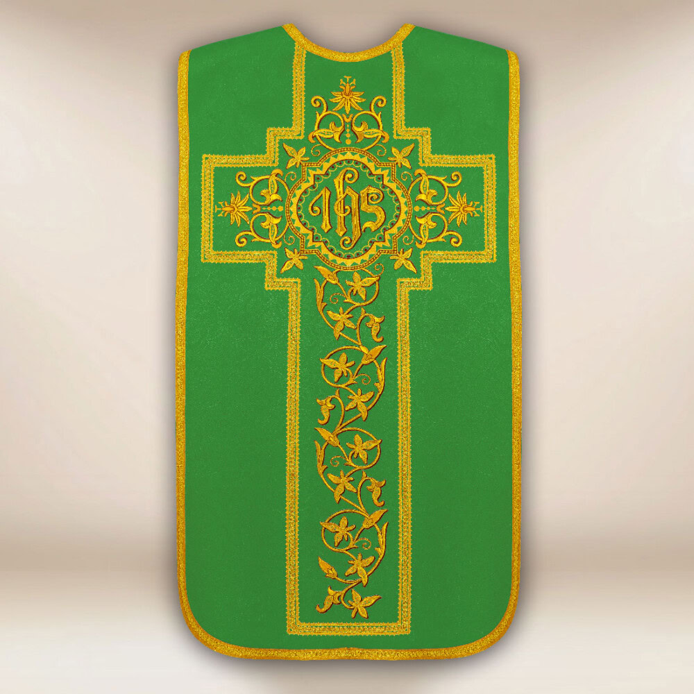 Chasuble romaine brodée verte