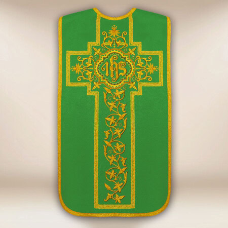 Chasuble romaine brodée verte