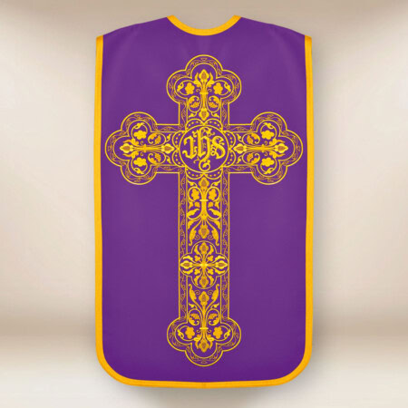 Chasuble romaine violette brodée