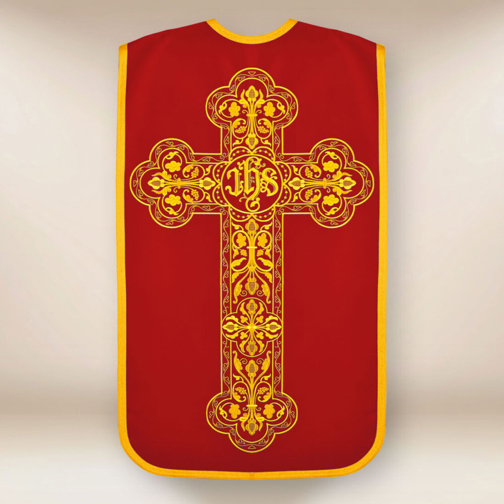 Chasuble romaine rouge brodée