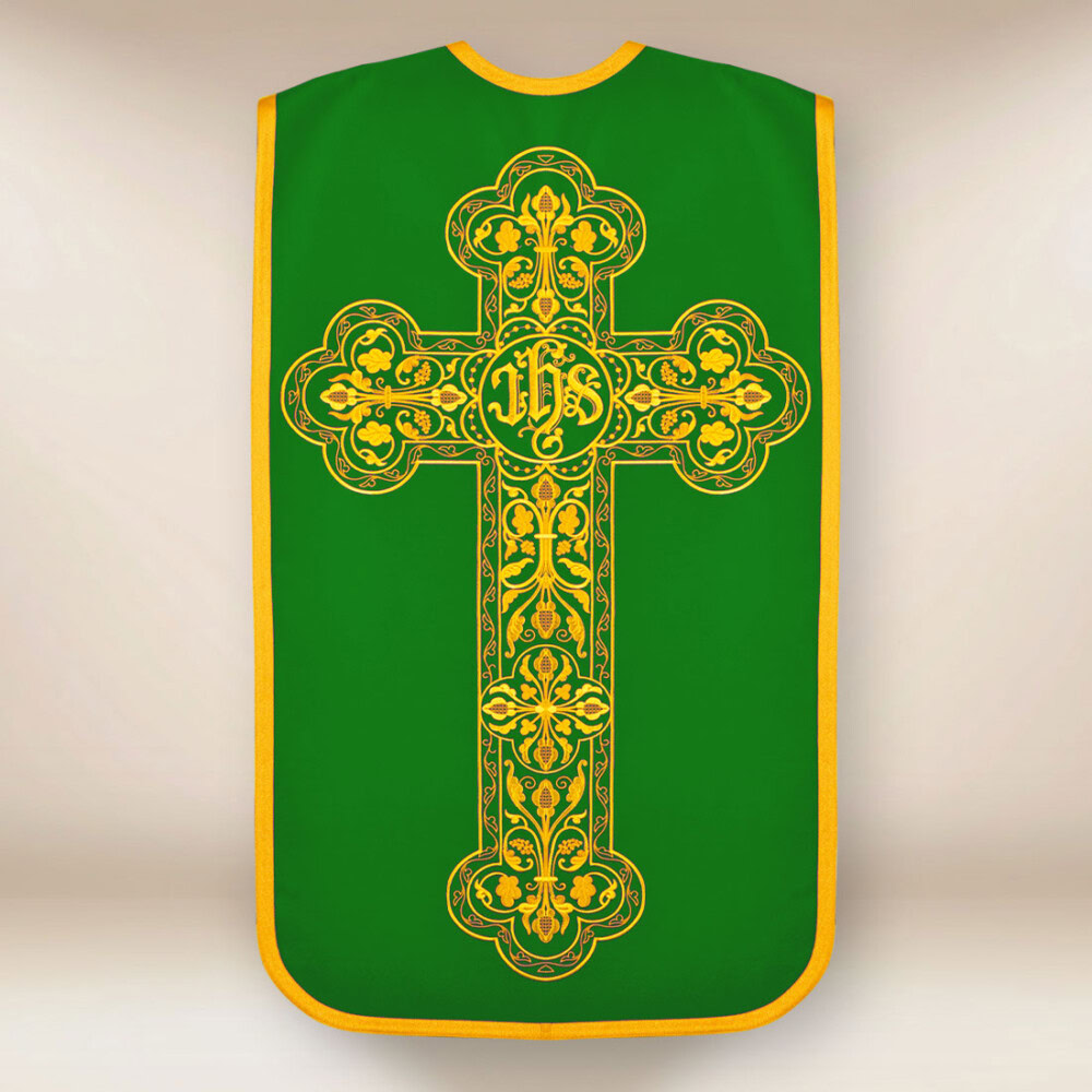 Chasuble romaine brodée verte