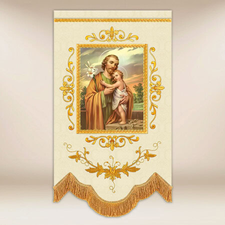 Mini drapeau brodé double face Saint Joseph