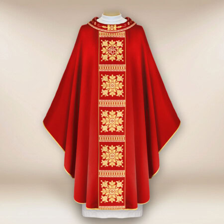 Chasuble liturgique brodée rouge