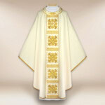 Chasuble liturgique brodée ecru