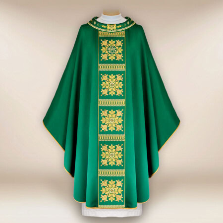 Chasuble liturgique brodée verte