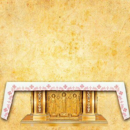 Nappe brodée rouge