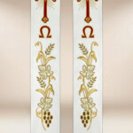 Étole brodée liturgique Alpha Omega en couleur écrue
