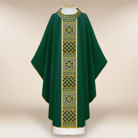 Chasuble liturgique verte brodée