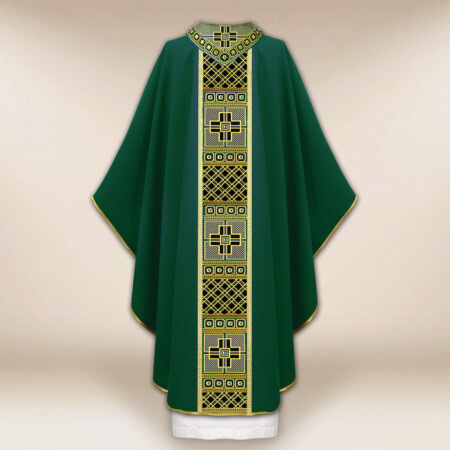 Chasuble liturgique verte brodée