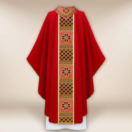 Chasuble liturgique rouge brodée