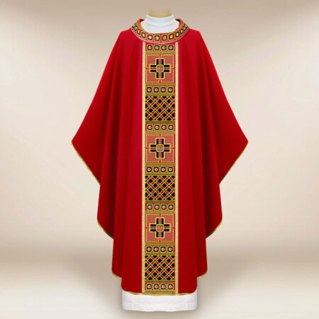 Chasuble liturgique rouge brodée