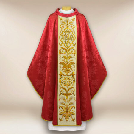 Chasuble brodée IHS rouge