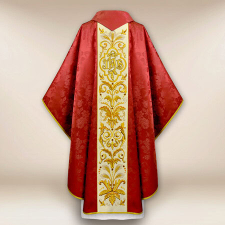Chasuble brodée IHS rouge
