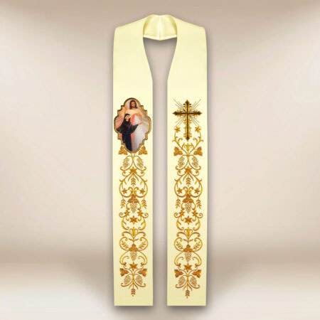 Étole avec l'image Jésus Miséricordieux et Saint Faustine