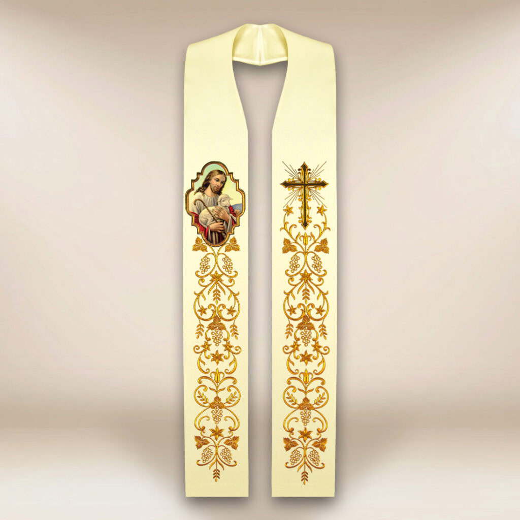 Étole avec l'image Jésus Bon Pasteur