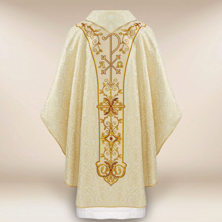 Chasuble liturgique Jésus Bon Pasteur brodée