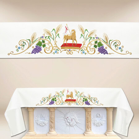 Nappe d’autel représentant l’Agneau Eucharistique
