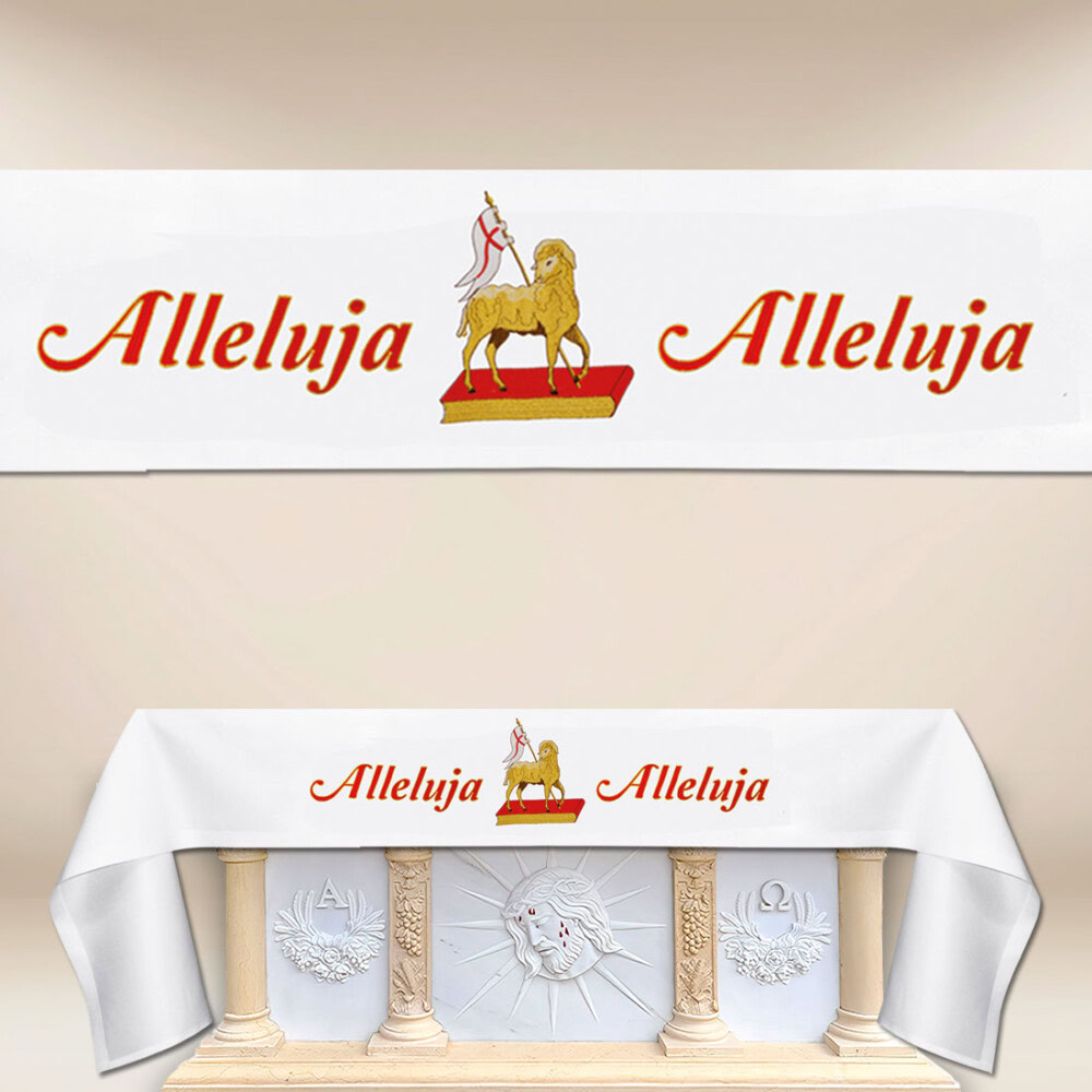Nappe d’autel avec broderie Alleluja