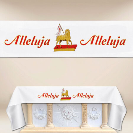 Nappe d’autel avec broderie Alleluja