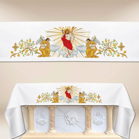 Nappe d’autel avec broderie – Résurrection du Seigneur