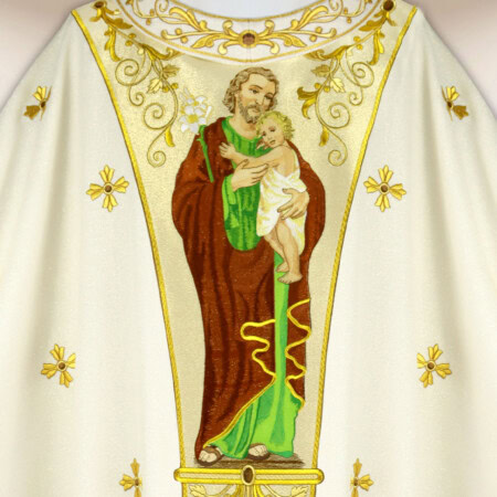 Chasuble brodée avec l'image de saint Joseph