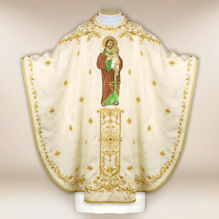 Chasuble brodée avec l'image de saint Joseph