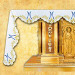 Nappe d’autel mariale brodée sur trois côtés 280x115cm