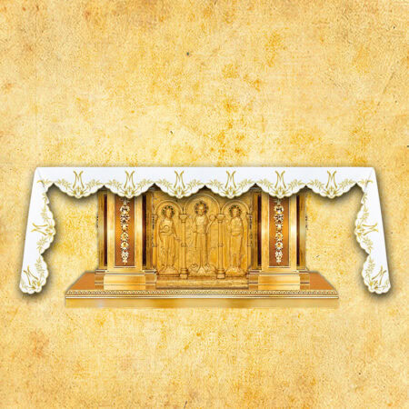 Nappe d’autel mariale avec broderie sur trois côtés 280x115cm