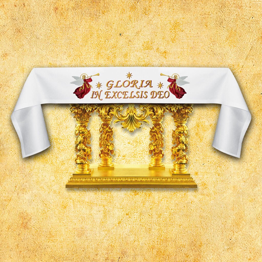 Nappe d’autel avec broderie de Noël