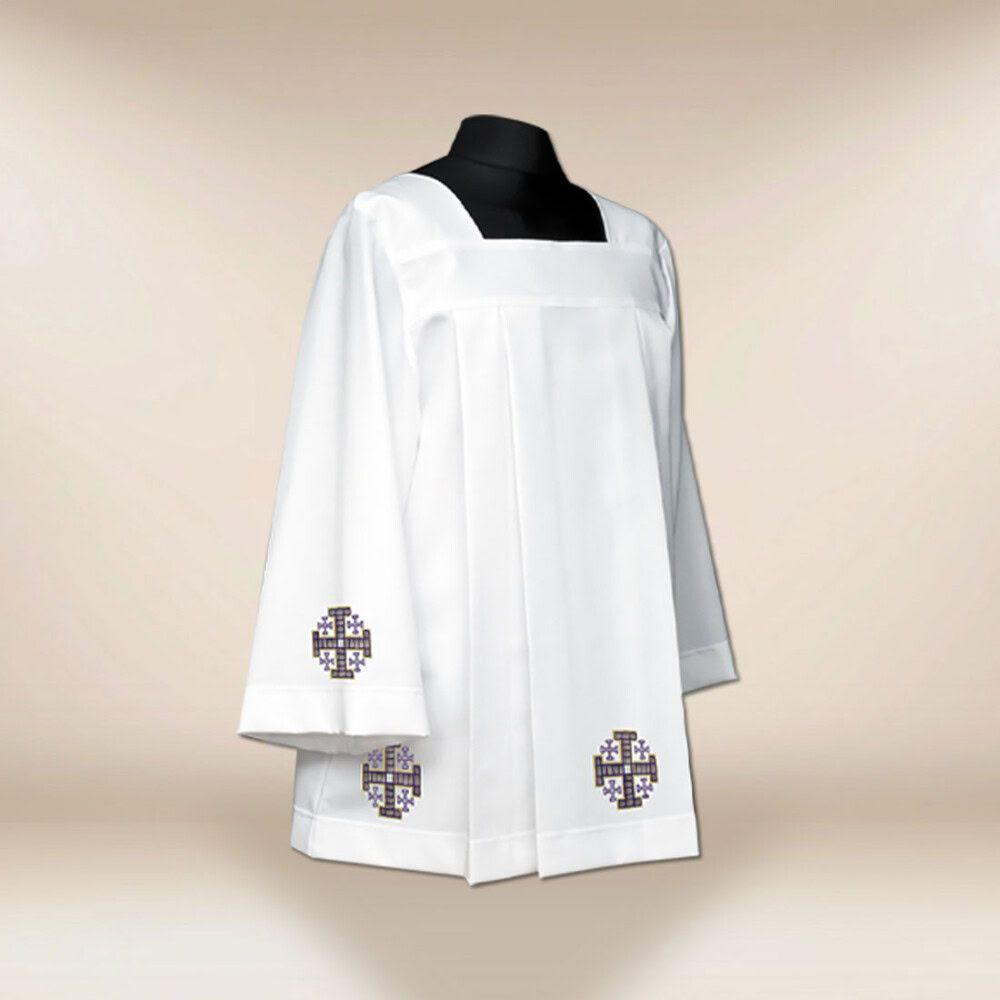 Surplis brodé Croix de Jérusalem violet 164cm