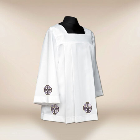 Surplis brodé Croix de Jérusalem violet 164cm