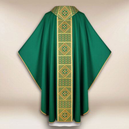 Chasuble liturgique verte brodée
