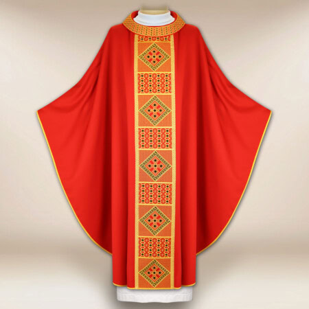 Chasuble liturgique rouge brodée