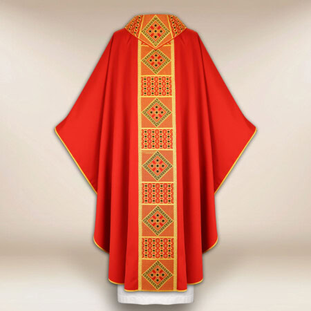 Chasuble liturgique rouge brodée