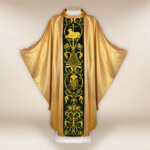 Chasuble avec ceinture en velours brodée Agneau