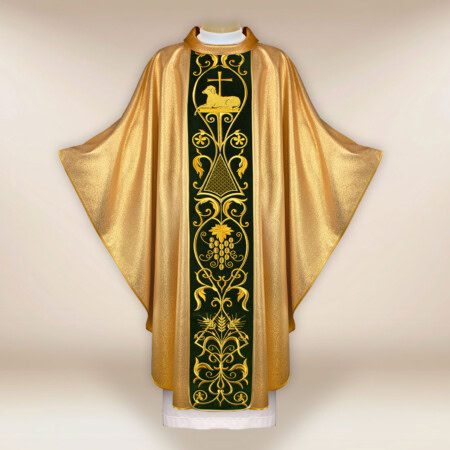Chasuble avec ceinture en velours brodée Agneau