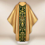 Chasuble avec ceinture en velours brodée Agneau
